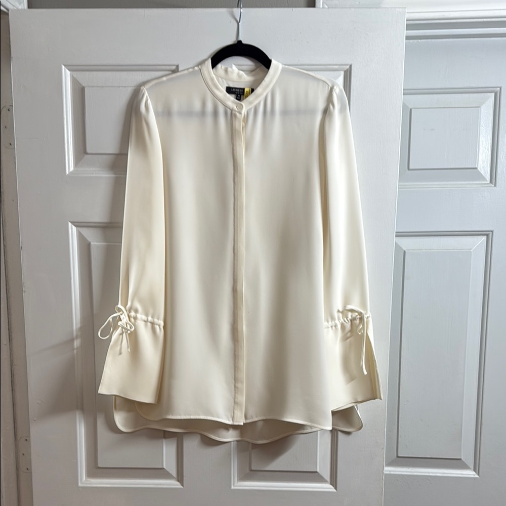 Lafayette New York Cream Button-Up Shirt